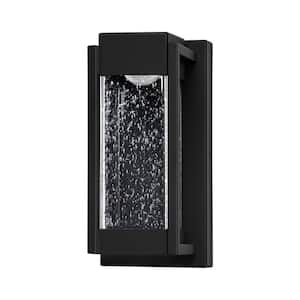 Kohls Matte Black Outdoor LED Rectangular Waterproof Wall Lantern Sconce with Bubble Glass Shade