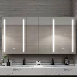 60 in. W x 30 in. H Rectangular Dimmable LED Lighted Aluminum Mirror Medicine Cabinet with Mirror Defogging