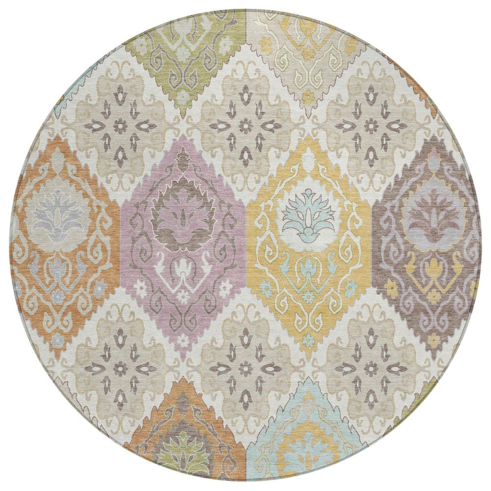 Chantille Machine Washable Indoor/Outdoor Abstract ACN2588 Ivory 8 ft. x 8 ft. Round Rug price history on PriceWatchPro