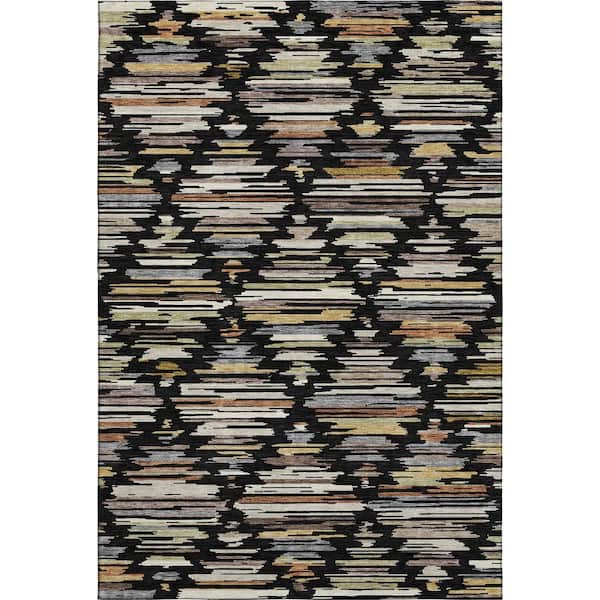 Mayfield Premium Machine Washable Abstract AMF2502 Black 10 ft. x 14 ft. Area Rug