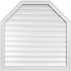 36 in. x 36 in. Octagonal Top Surface Mount PVC Gable Vent: Functional with Brickmould Frame