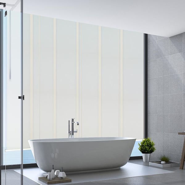 EMOH Ivory Mesh 70 in.- 130 in. W x 116 in. L Adjustable 6-Panel Satin Nickel Single Rail Panel Track with 23.5 in. Slates