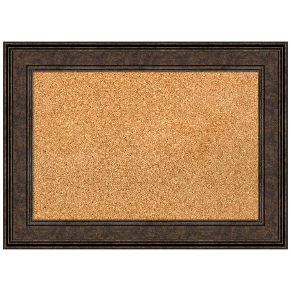 Burnished Bronze Framed Natural Cork Bulletin Board, 30" x 22"