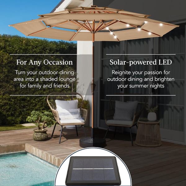 10 foot umbrella patio best choice products Solar LED Offset ft blocking throughout the day Best Choice Products Solar LED