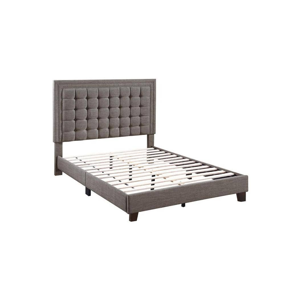 Benjara Ady Grayish Brown Wood Frame California King Size Platform Bed ...