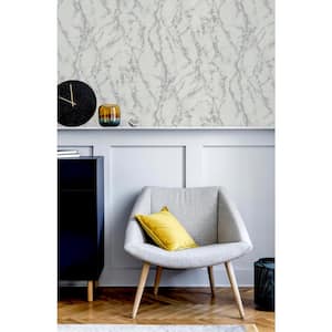 Carrara Marble Silver Wallpaper