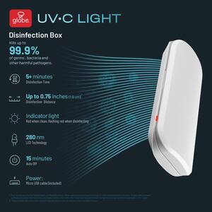 UV-C Light 0.78 in White Disinfecting Box, Indicator Light, Micro USB Cable Included