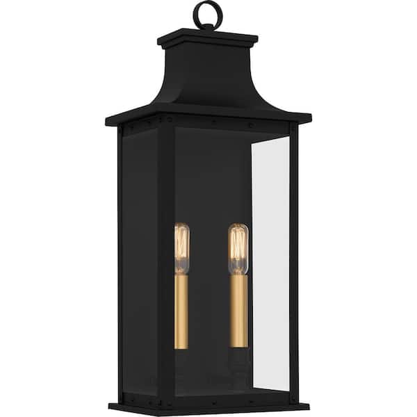 Quoizel Abernathy 19.5 in. Matte Black Outdoor Hardwired Wall Lantern Sconce