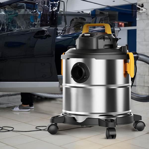 Stainless Steel Wet Dry Shop Vacuum, 5.5 Gal. 6 Peak HP Wet/Dry Vac, Powerful Suction with Blower Function w/Attachment