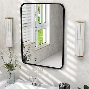 24 in. W x 32 in. H Minimalist Framed Rectangle Wall Mounted Bathroom Vanity Mirror