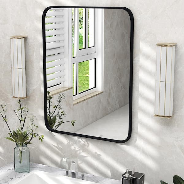 FORCLOVER 24 in. W x 32 in. H Minimalist Framed Rectangle Wall Mounted Bathroom Vanity Mirror