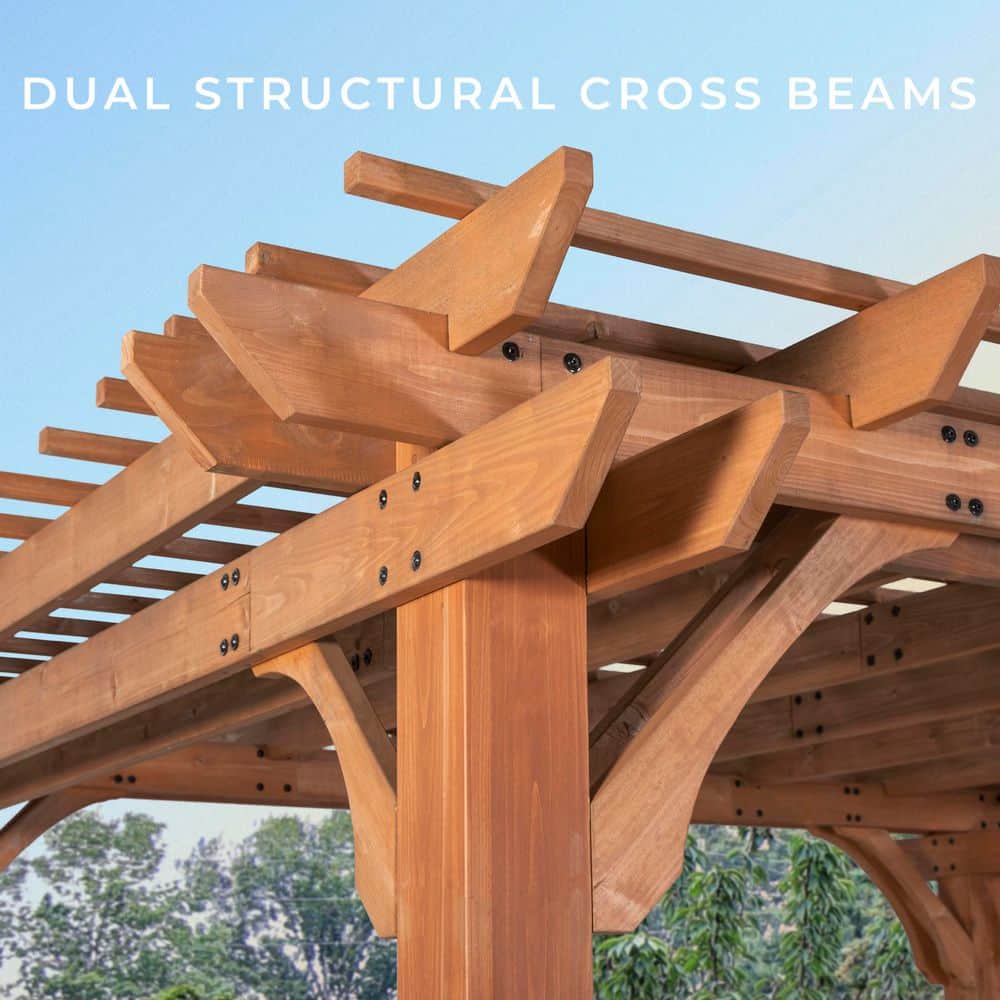 Beaumont 14' x 12' Cedar Wood Pergola with Electric Ports