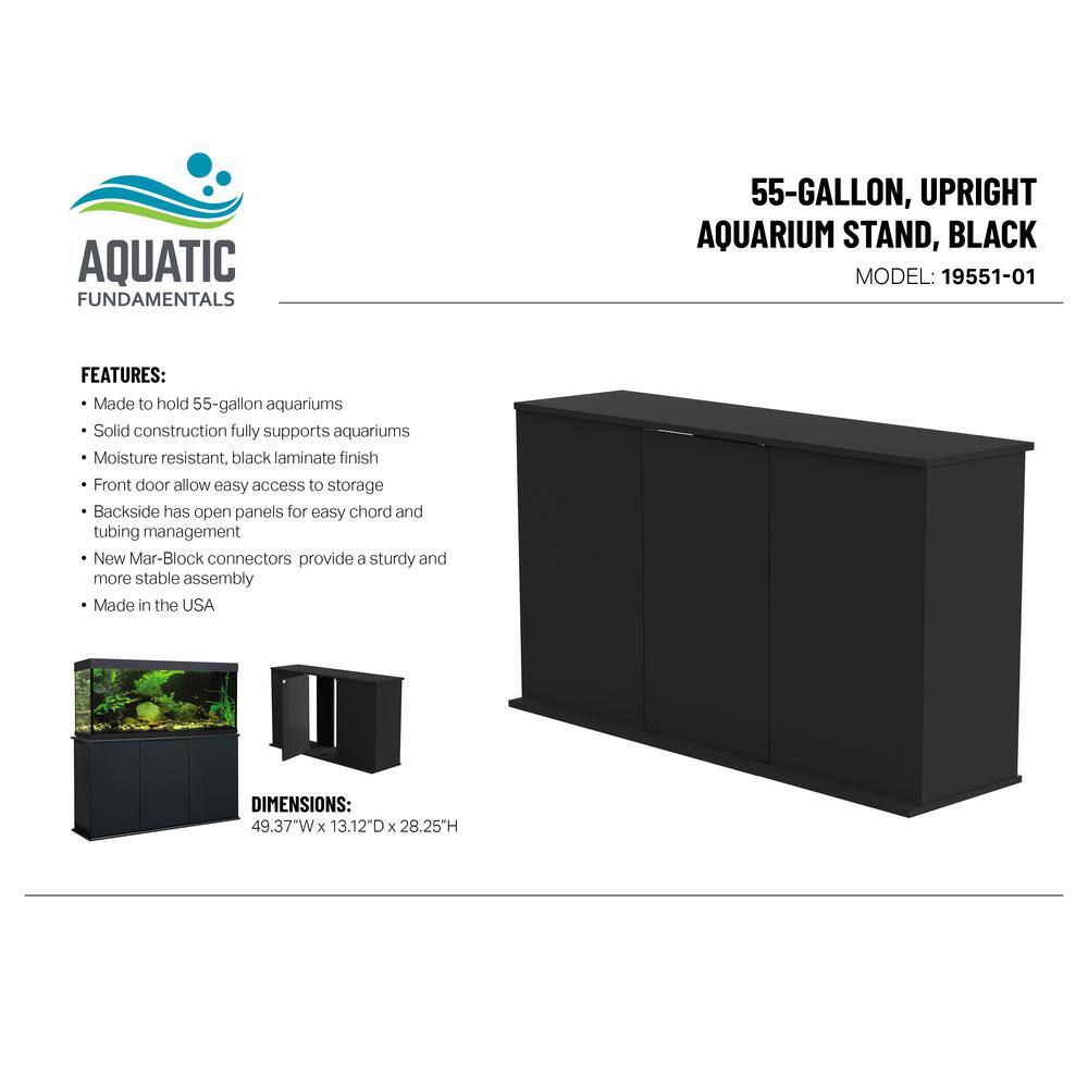 Black Wood 55 Gallon Aquarium Stand Cabinet
