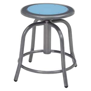18 in. to 25 in. Height Blueberry Seat and Grey Frame Adjustable Swivel Stool