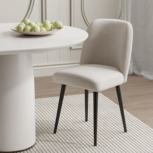 Courtelle's Upholstered Modern Beige Dining Chairs with Black Leg (Set of 2)