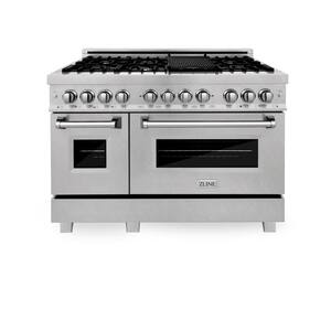 48" 6.0 cu. ft. Double Oven Dual Fuel Range with Gas Stove and Electric Oven in. Fingerprint Resistant Stainless Steel