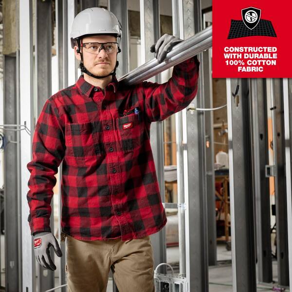 Milwaukee Men's 2X-Large Red GRIDIRON Flannel Shirt M551R-2X - The
