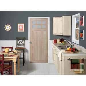 36 in. x 80 in. Farmhouse Unfinished Solid Wood 6 Lite Obscure Glass Interior Door Slab