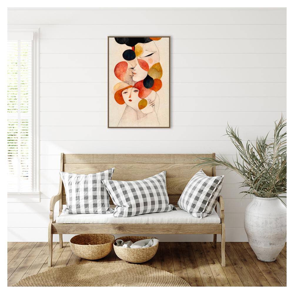 The Loving No 2 Abstract Faces Canvas Wall Art with Bronze Frame