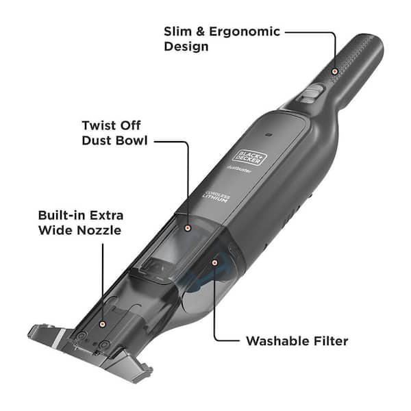 Black & Decker HLVC320B01 12V Max Dustbuster AdvancedClean Cordless Slim Handheld Vacuum - Black