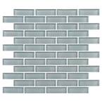 Enchant Darling Spark Blue Gray Glossy 11-7/8 in. x 11-7/8 in. Glass Rectangle Mosaic Tile (10.78 sq. ft./Case)
