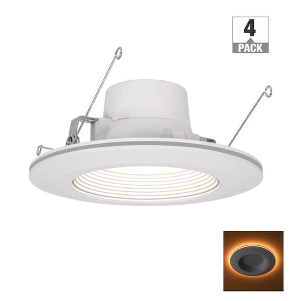 Commercial Electric 6 in. Adjustable CCT Retrofit Integrated LED Recessed Downlight Trim with Night Light 670LM Kitchen Lighting (4-Pack)
