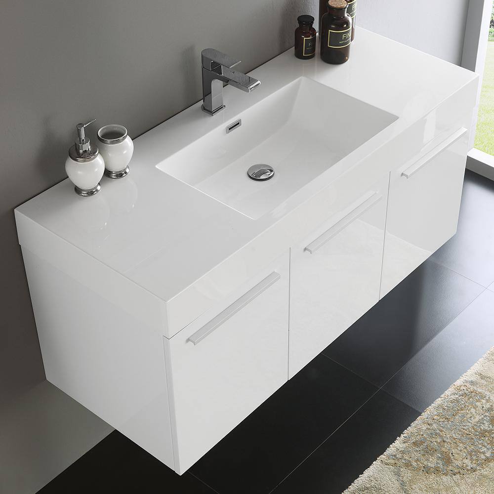 Vista 47" Glossy White Wall-Mount Bathroom Vanity