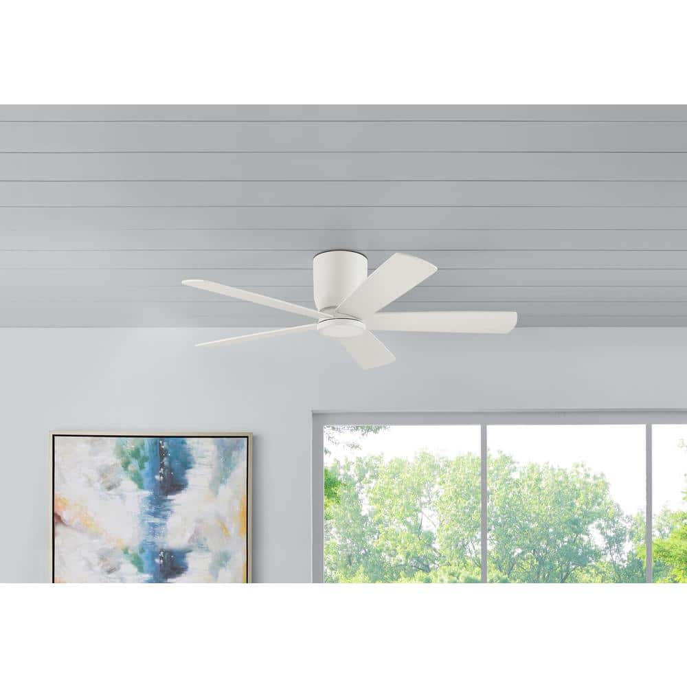 Britton 52 in. Integrated LED Indoor Matte White Ceiling Fan with Light Kit and Remote Control price history on PriceWatchPro