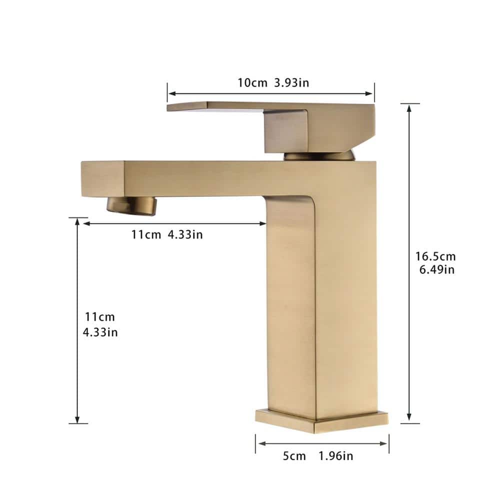 Brushed Gold Single Handle Brass Bathroom Faucet