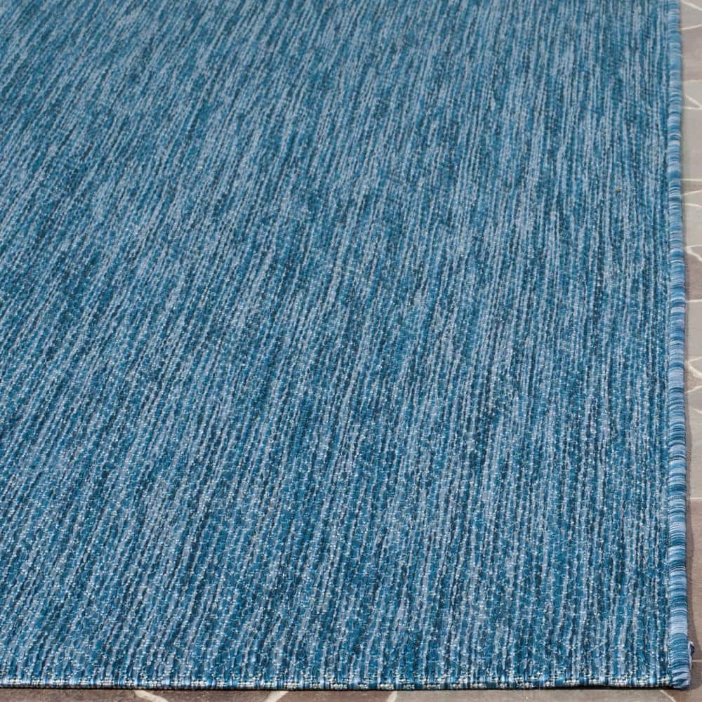 Navy Blue 4' Square Synthetic Indoor/Outdoor Area Rug