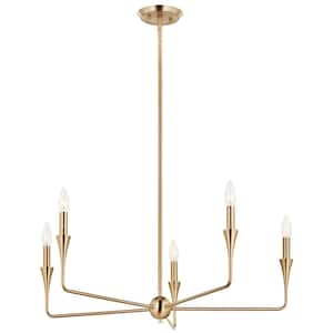 Alvaro 30.25 in. 5-Light Champagne Bronze Modern Candle Chandelier for Dining Room