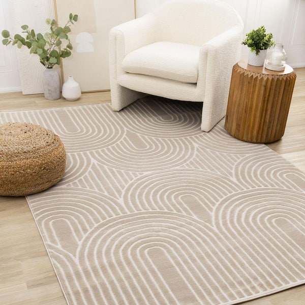 Avenia Collections 8 ft. x 11 ft. Beige Geometric, Tonal/Solid Indoor Area Rug