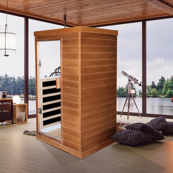 Spygo Moray 1-Person Indoor Hemlock Infrared Sauna with 5 Far-Infrared Carbon Crystal Heaters