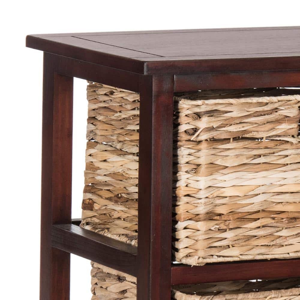 Cherry Pine 6-Basket Wicker Storage Chest