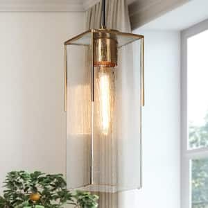 Modern 1-Light Brass Mini Pendant Light Water Glass Black Pendant Hanging Light Farmhouse DIY Kitchen Island Chandelier