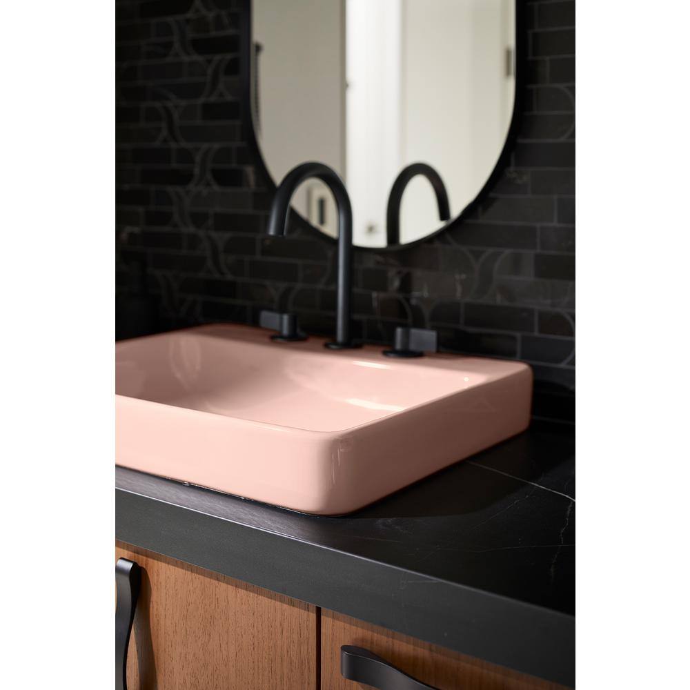Peachblow Ceramic Rectangular Vessel Bathroom Sink with Overflow