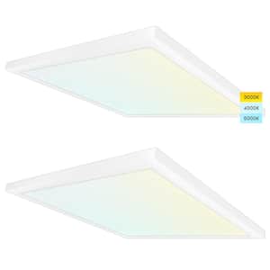 40-Watt 24 in. x 24 in. 4000 Lumens Integrated LED Panel Light 3 Color Selectable Damp Rated UL-Listed (2-Pack)