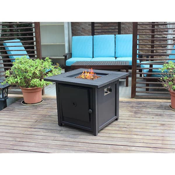 Wateday Brown Square Metal 25 in. Outdoor Fire Pit Table