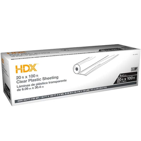 HDX 20 ft. x 100 ft. Clear 6 mil Plastic Sheeting