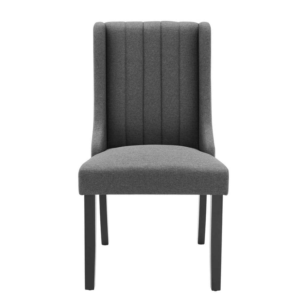 Gray Velvet Upholstered Parsons Side Chair Set with Wood Legs