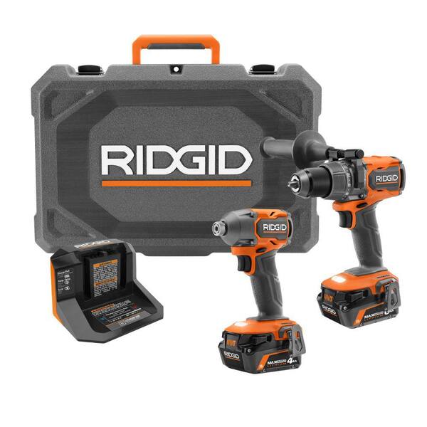 RIDGID 18V Brushless 2-Tool Combo Kit with 6.0 Ah and 4.0 Ah MAX Output Batteries, Charger, and Hard Case