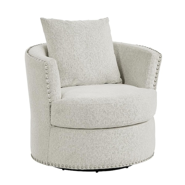 Lazzara Driggs Beige Chenille Swivel Arm Chair