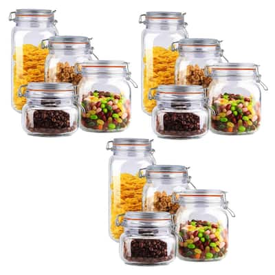 Style Setter 3-Piece Square Glass Jars Canisters Set with Silver Lids,  Clear 303933-RB - The Home Depot