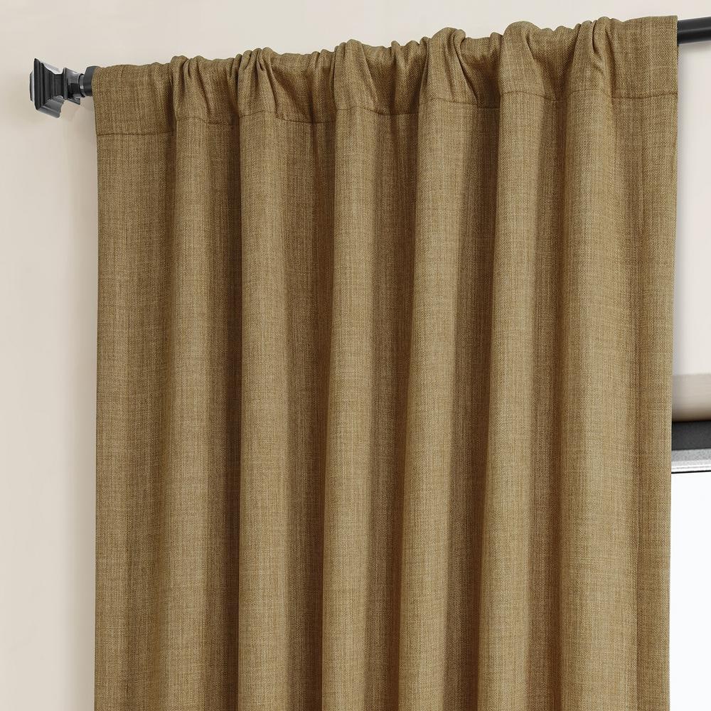 Butterscotch Faux Linen Blackout Puddle Length Window Panel