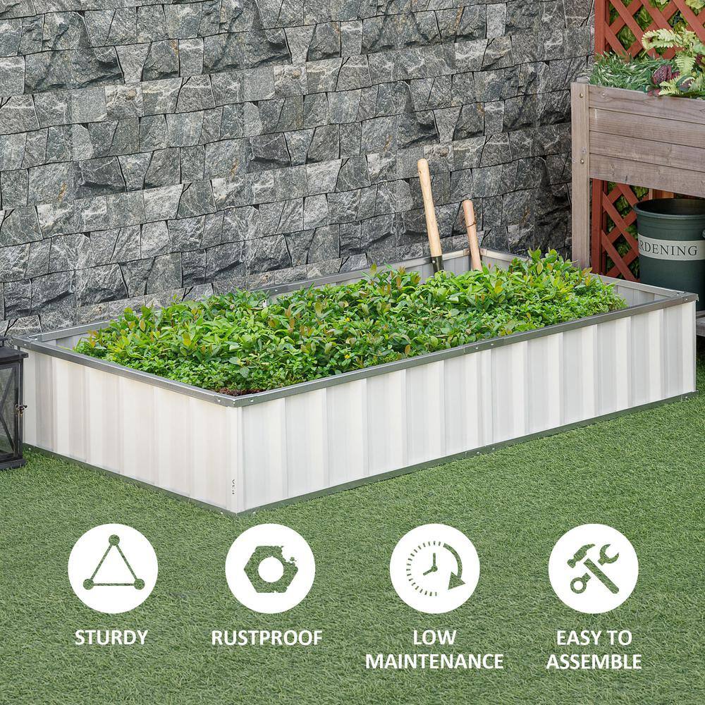 White Galvanized Steel Raised Garden Bed Kit for Vegetables