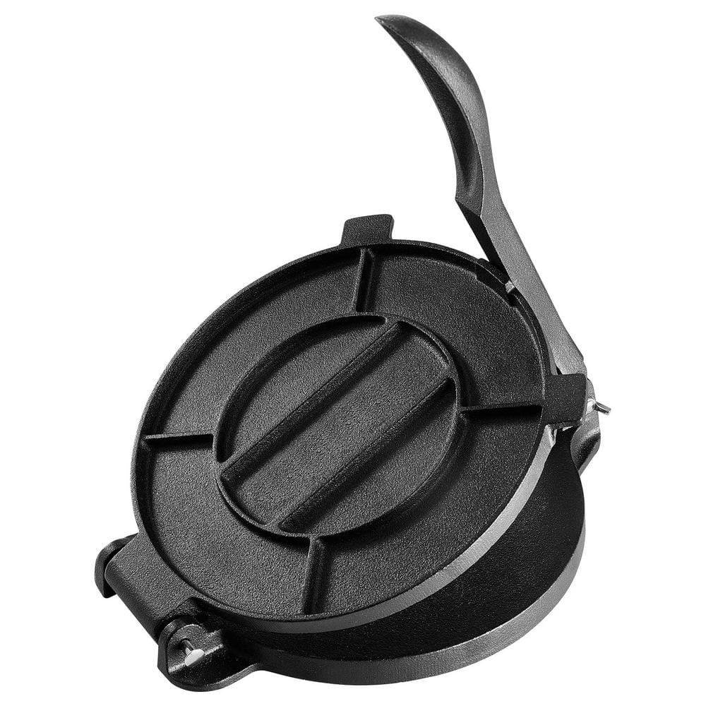 VEVOR 8in. Cast Iron Tortilla Press, Tortilla and Roti Maker with Pre-Seasoned Pataconera Maker with 100 Pcs, Tawa, Black