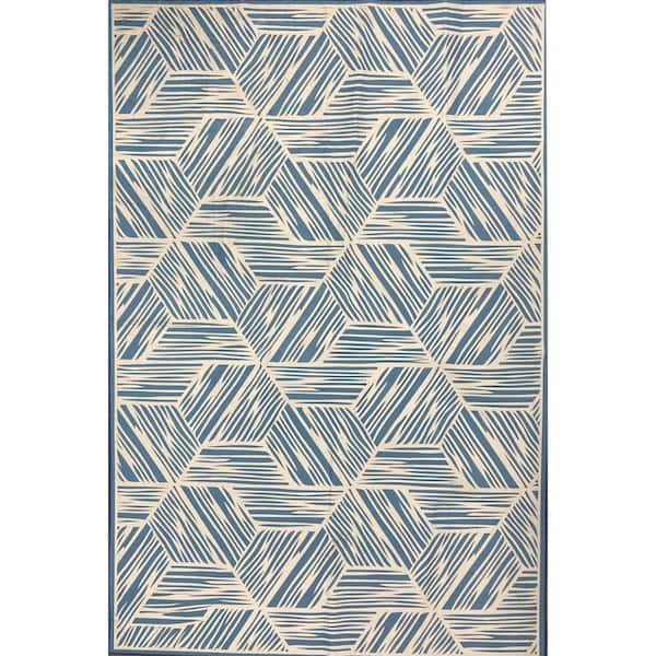 MSI Illusion 60 in. x 84 in. Blue Polyester Cotton Geometric Indoor Area Rug