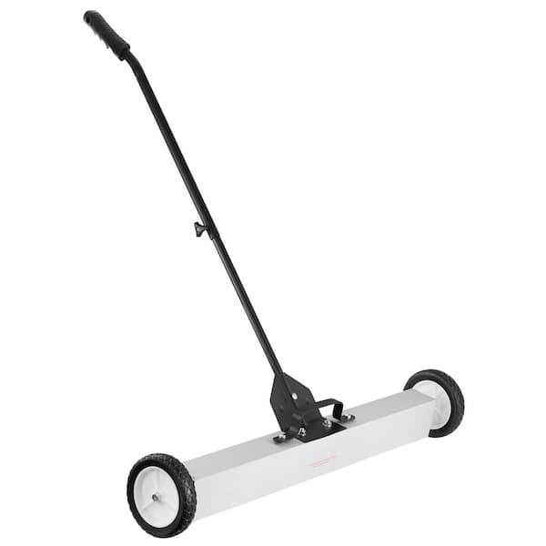 55 Lbs. Rolling Magnetic Sweeper with Wheels, Push-Type Magnetic Pick Up Sweeper, 24-in. Large Magnet Pickup Lawnr