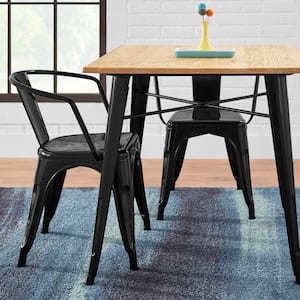 Finwick Black Metal Square Dining Table