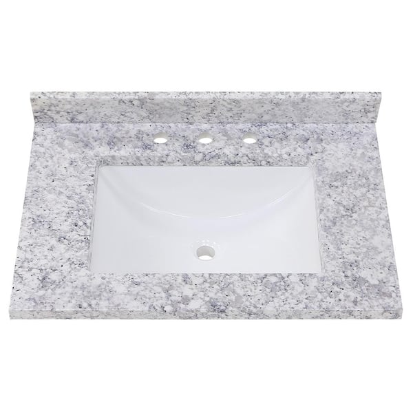 31 in. W x 22 in. D Cultured Marble White Rectangular Single Sink Vanity Top in Everest